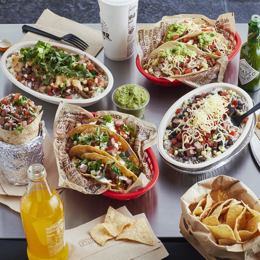 An assortment of Chipotle dishes