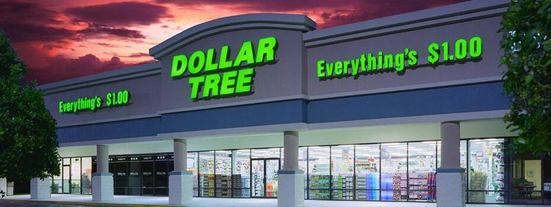 Dollar Tree store front at night