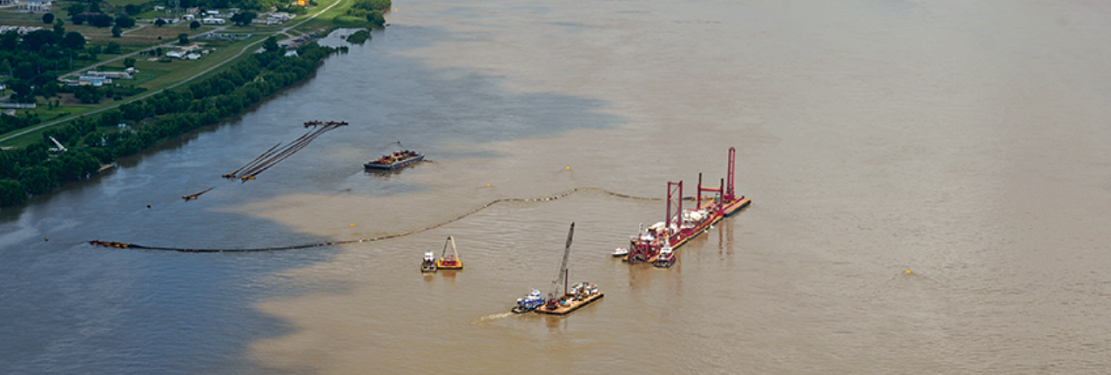 Great Lakes Dredging operations in a large river