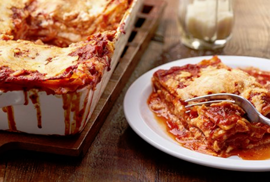 Three cheese lasagna using Campbell's Prego brands traditional Italian Sauce
