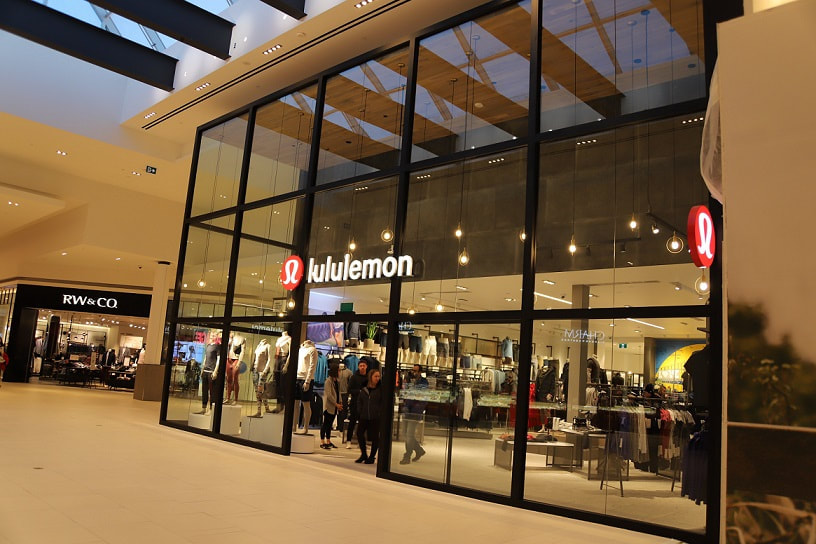 Lululemon store front in a shopping mall