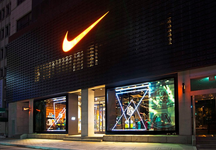 Nike Store entrance at night