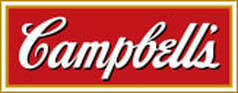 Campbell's logo and latest earnings report.